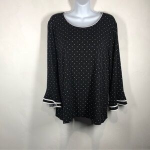 Karl Lagerfeld Black & White Polka Dot Blouse Size Large